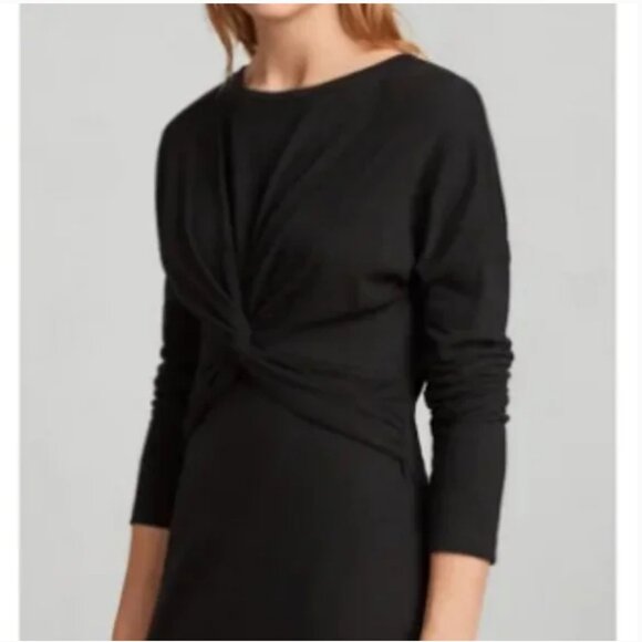 AllSaints Paloma LS Black Twist Dress Size XS - Picture 3 of 9